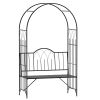 Outsunny Metal Trellis Arbor Arch for Climbing Plants with Garden Bench, Grow Grapes & Vines, Patio Decor & 2-Person Outdoor Interlacing Decorative Se