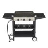 3-Burner Flat Top Gas Griddle Cooking Station with Ceramic Coated Cast Iron Pan, 30,000 BTU Propane Fuelled Griddle Station with Side Shelves & Spice