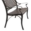 40.5" Outdoor Cast Aluminum Bench With Mesh Backrest Seat Surface