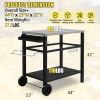Stainless Steel Flattop Grill Cart, Movable BBQ Trolley Food Prep Cart, Multifunctional Worktable Island with Two Wheels, Hooks