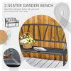 Outsunny 50" Metal Garden Bench, Black Outdoor Bench for 2 People, Park-Style Patio Seating, Decor with Smooth Armrests, Slatted Seat and Backrest, Bl