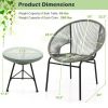 3 Pieces Patio Acapulco Furniture Bistro Set with Glass Table