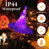 8 Pack 13FT Witch Hat Hanging String LED Light Halloween Decoration Battery Powered Remote Control 8 Lighting Modes Glowing Outdoor Indoor Halloween P