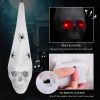 1pc, Halloween Decorations, Halloween Skull Decor Outdoor And Indoor, 20" Halloween Skeleton Voice Activated Decorations With LED Red Eyes And Fake Sp