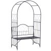 Outsunny Metal Trellis Arbor Arch for Climbing Plants with Garden Bench, Grow Grapes & Vines, Patio Decor & 2-Person Outdoor Interlacing Decorative Se