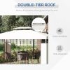 Outsunny 10' x 13' Patio Gazebo, Double Roof Outdoor Gazebo Canopy Shelter with Screen Decorate Corner Frame, for Garden, Lawn, Backyard and Deck, Cre