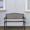 40.5" Outdoor Cast Aluminum Bench With Mesh Backrest Seat Surface