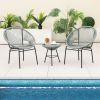 3 Pieces Patio Acapulco Furniture Bistro Set with Glass Table