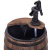 Outsunny 23" H Outdoor Water Fountain Wood and Metal Rustic Apple Barrel Pump Garden Decor for Outside Backyard