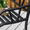 Outsunny 50" Metal Garden Bench, Black Outdoor Bench for 2 People, Park-Style Patio Seating, Decor with Smooth Armrests, Slatted Seat and Backrest, Bl