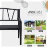 Outsunny 50" Metal Garden Bench, Black Outdoor Bench for 2 People, Park-Style Patio Seating, Decor with Smooth Armrests, Slatted Seat and Backrest, Bl