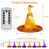 8 Pack 13FT Witch Hat Hanging String LED Light Halloween Decoration Battery Powered Remote Control 8 Lighting Modes Glowing Outdoor Indoor Halloween P