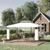 Outsunny 10' x 13' Patio Gazebo, Double Roof Outdoor Gazebo Canopy Shelter with Screen Decorate Corner Frame, for Garden, Lawn, Backyard and Deck, Cre