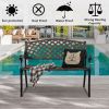 40.5" Outdoor Cast Aluminum Bench With Mesh Backrest Seat Surface