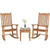 3 Pieces Eucalyptus Rocking Chair Set with Coffee Table