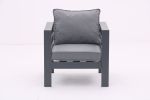 5-piece Aluminum Outdoor Patio Conversation Set,All-Weather Sectional Sofa Outside Furniture with Removable Cushions and Tempered Glass Coffee Table f