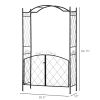 Outsunny 85" Garden Arch Arbor, Metal Arch Trellis with Gate, Garden Archway for Climbing Vines, Wedding Ceremony Decoration, Black