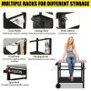 Stainless Steel Flattop Grill Cart, Movable BBQ Trolley Food Prep Cart, Multifunctional Worktable Island with Two Wheels, Hooks