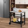 Stainless Steel Flattop Grill Cart, Movable BBQ Trolley Food Prep Cart, Multifunctional Worktable Island with Two Wheels, Hooks