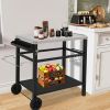 Stainless Steel Flattop Grill Cart, Movable BBQ Trolley Food Prep Cart, Multifunctional Worktable Island with Two Wheels, Hooks
