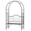 Outsunny Metal Trellis Arbor Arch for Climbing Plants with Garden Bench, Grow Grapes & Vines, Patio Decor & 2-Person Outdoor Interlacing Decorative Se