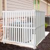 Air Conditioner Fence, Trash Can Vinyl Privacy Fence White Panel for Outside, Outdoor Pool Equipment Enclosure with Metal Stakes, (2-Pack)