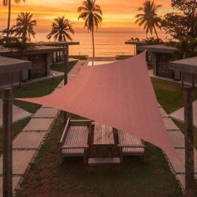 Artpuch Custom Size Rust Red Sun Shade Sail Triangle Canopy 185 GSM Durable Fabric UV Block Awning for Outdoor Patio Garden Backyard (Customized Avail (Color: Rust Red, size: 19'X25')