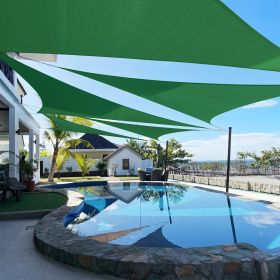 Artpuch Custom Size Dark Green Sun Shade Sail Triangle Canopy 185 GSM Durable Fabric UV Block Awning for Outdoor Patio Garden Backyard (Customized Ava (Color: Dark Green, size: 23X25X25)