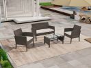 4 Pieces Patio Furniture Sets Outdoor Sectional Wicker Set Outdoor Conversation Set Patio Set Patio Loveseats with Coffee Table Porch, Poolside, Terra