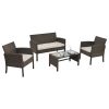 4 Pieces Patio Furniture Sets Outdoor Sectional Wicker Set Outdoor Conversation Set Patio Set Patio Loveseats with Coffee Table Porch, Poolside, Terra