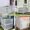Air Conditioner Fence, Trash Can Vinyl Privacy Fence White Panel for Outside, Outdoor Pool Equipment Enclosure with Metal Stakes, (2-Pack)