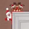 1pc Santa and Reindeer Christmas Door Corner Sign - Wooden Sculpture for Living Room, Bedroom, Office, and Outdoor Indoor Decoration
